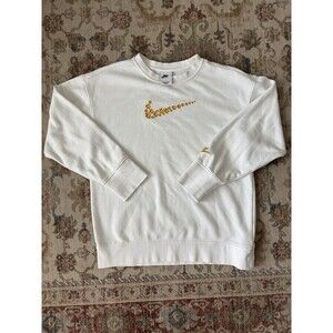 Nike Center Swoosh Floral Flower Crewneck Sweater Size Large Long Sleeve